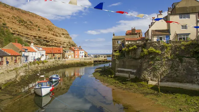 The young toddler got into trouble at the harbour in Staithes, North Yorkshire