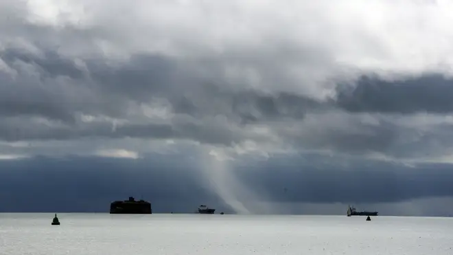 Clouds form over the Solent in Portsmouth. The UK has been braced to expect an "unseasonably wet and windy spell", as Storm Francis reaches the west of England from the early hours of Tuesday
