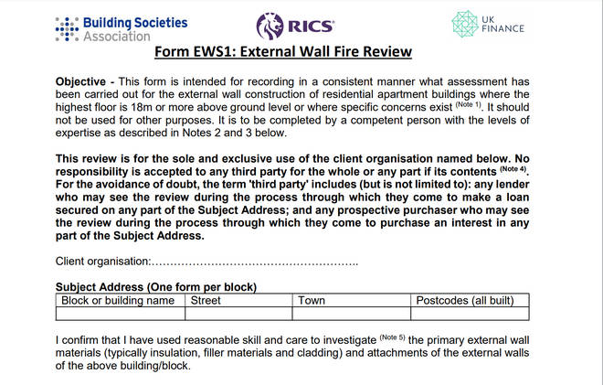 The form used by RICS