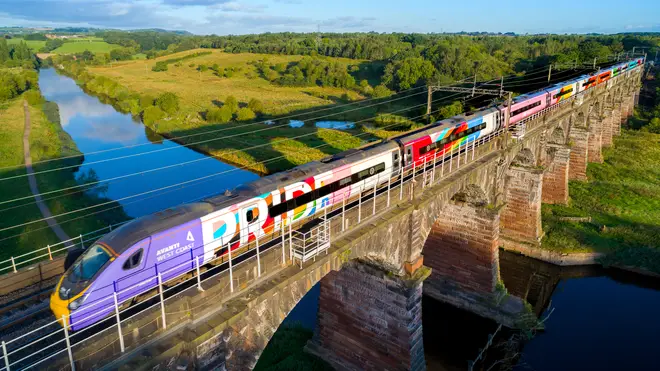 The train features the biggest Pride flag reportedly seen in the UK