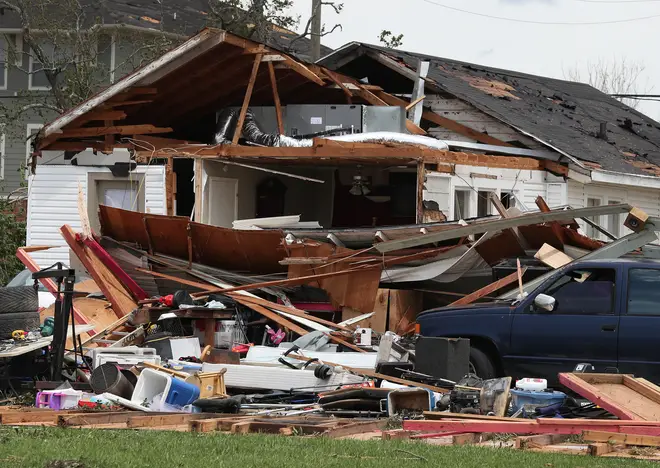 Damaged house in Lake Charles, Louisiana