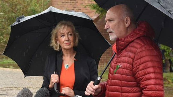 The Dunns' local MP Andrea Leadsom with family spokesperson Radd Seiger