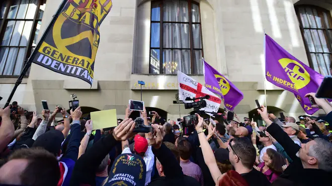 Ukip supporters appeared outside the Old Bailey