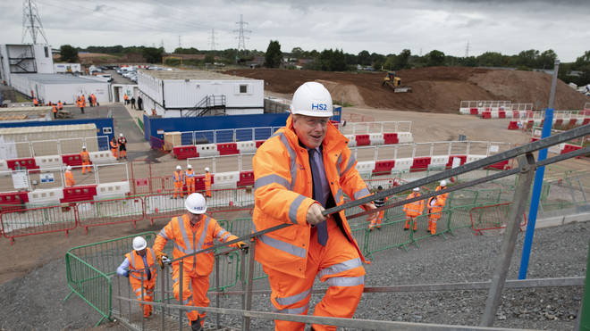 Prime Minister Boris Johnson during a visit to the HS2 Solihull Interchange building site in the West Midlands to mark the formal start of construction on HS2