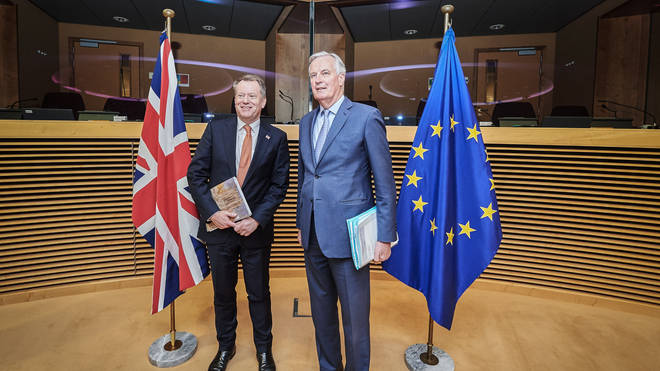 David Frost and Michel Barnier pictured before the coronavirus pandemic