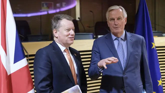 Lord Frost (L) is demanding "more realism" from Michel Barnier (R) and the EU
