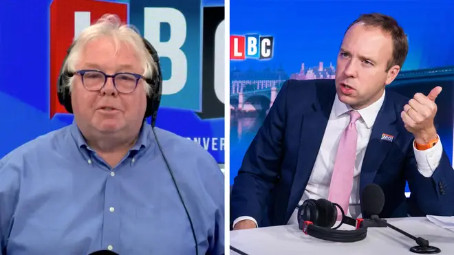Nick Ferrari asked the Health Secretary Matt Hancock why students should adhere to new coronavirus restrictions when the Government "doesn&squot;t respect a law over Brexit."
