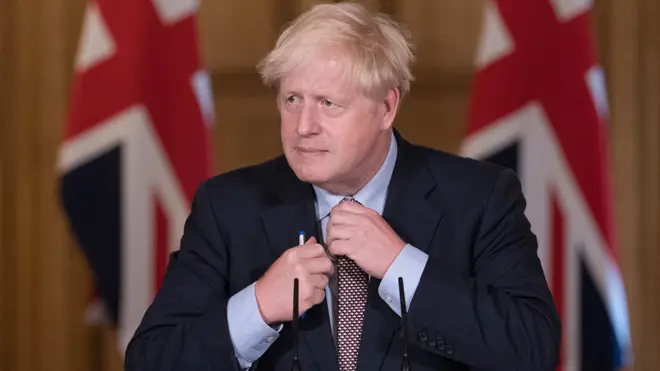Boris Johnson at yesterday's press conference announcing restrictions on gatherings