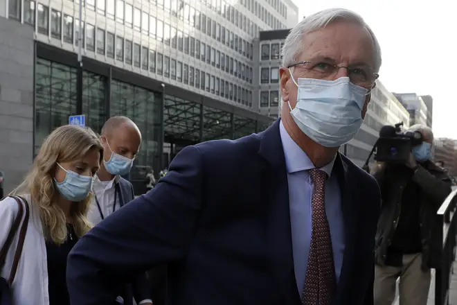 Michel Barnier pictured at talks in London this week