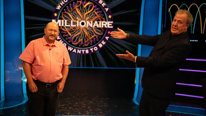 Millionaire winner Donald Fear with host Jeremy Clarkson