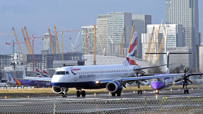A BA plane at London City Airport