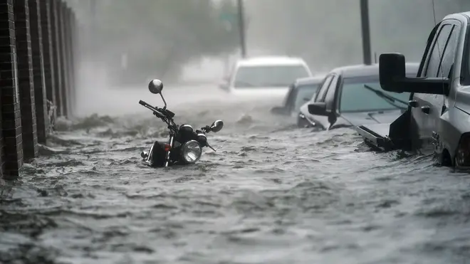 A flooded motorbike