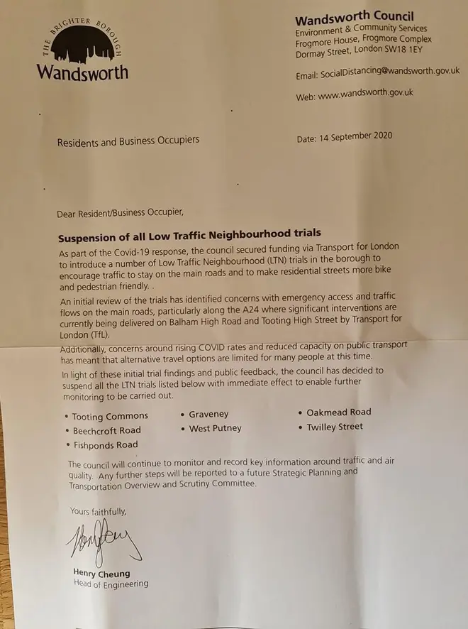 Residents in Wandsworth were advised the council had suspended the scheme