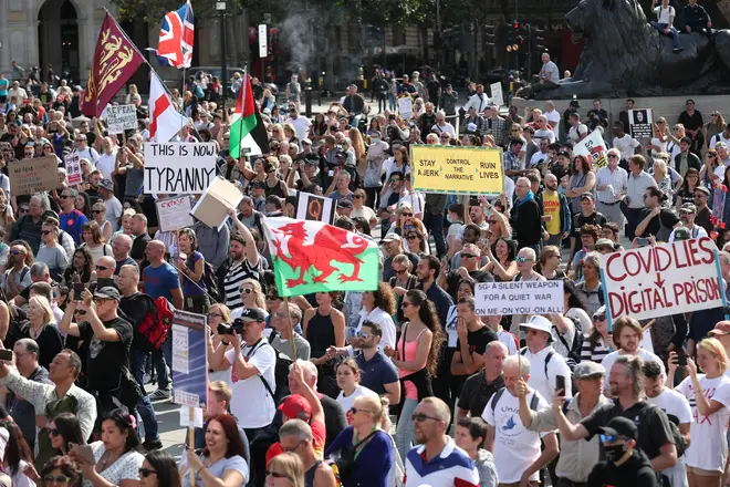 Hundreds have gathered in Trafalgar Square