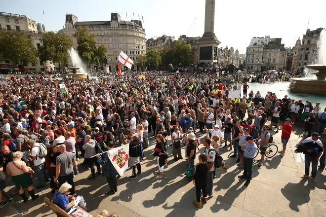 Police have told the protesters to leave Trafalgar Square