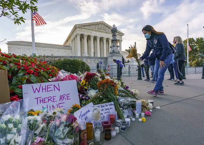 Many left tributes outside the US Supreme Court