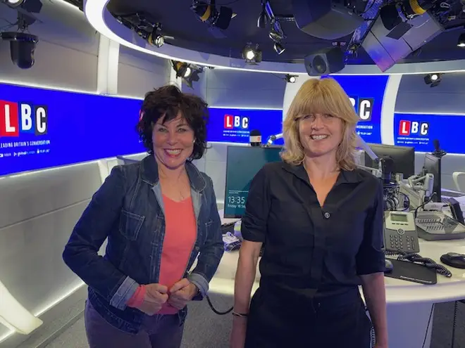 Rachel Johnson and Ruby Wax in the LBC studio