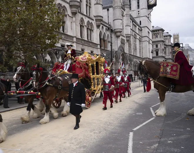 The Lord Mayor's Coach arrives at The Royal Courts of Justice during the Lord Mayor's Show The Lord Mayor???s Coach arrives at The Royal Courts of Justice during the Lord Mayor's Show