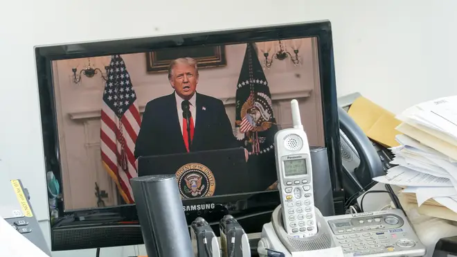 Donald Trump on a screen