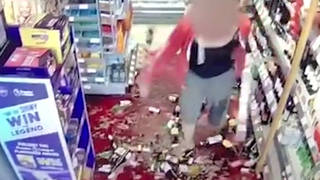 This is the moment the angry shopper smashed dozens of wine bottles in a Co-op store