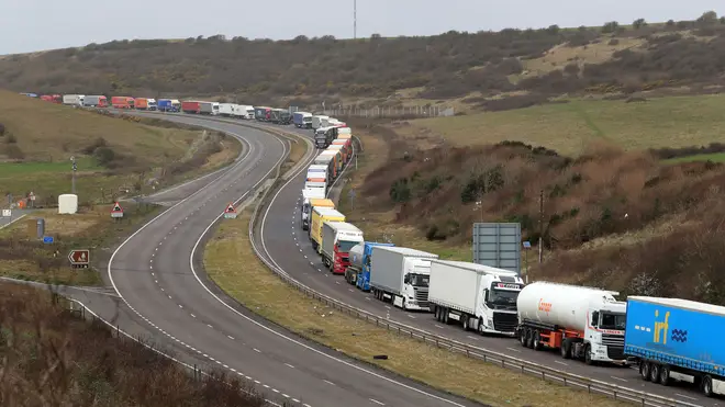 Lorries at the entrance to the Port of Dover in March 2019
