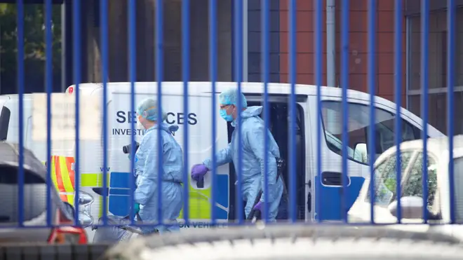Forensics officers at the scene in Croydon