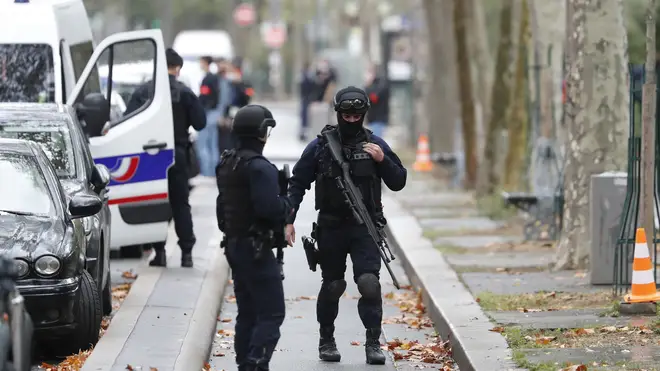 Riot police officers on the streets of Paris