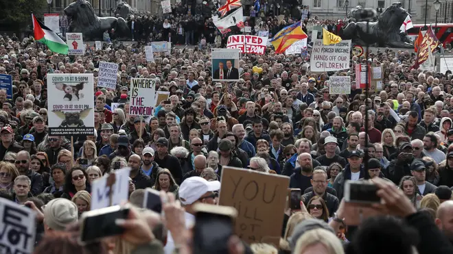 Thousands of people joined the rally in Trafalgar Square
