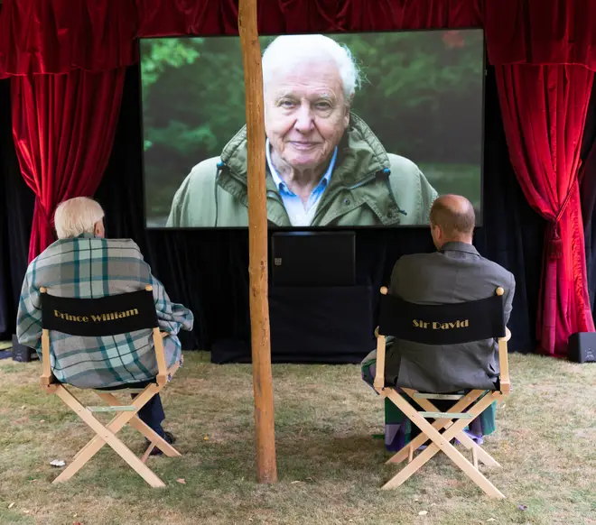 William and Sir David watched the documentary together from their directors-style seats