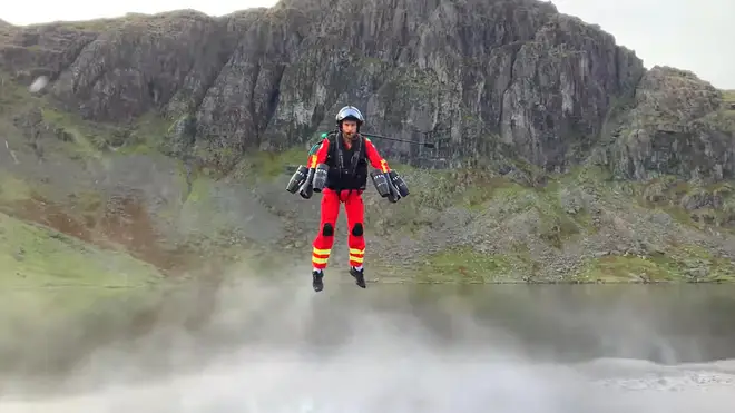 The jet pack suit was trialled in the Lake District
