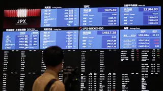 A blank stock board at Tokyo Stock Exchange