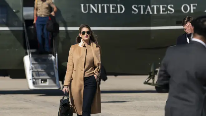 Hope Hicks, pictured getting off Marine One on Wednesday
