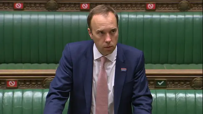 Health Secretary Matt Hancock was giving a statement to the Commons on Monday afternoon