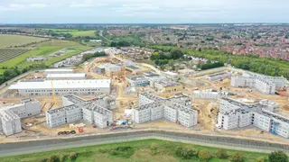 An aerial drone view of the new HMP Five Wells mega-jail in Wellingborough