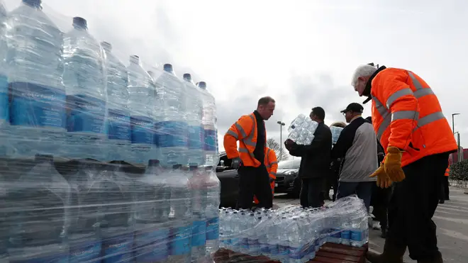 Bottled water was being distributed in the area (file image)