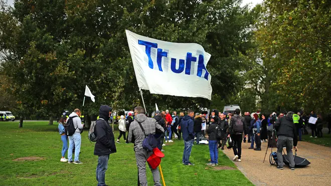 Some of those taking part in the march in London held banners that simply read 'Truth'