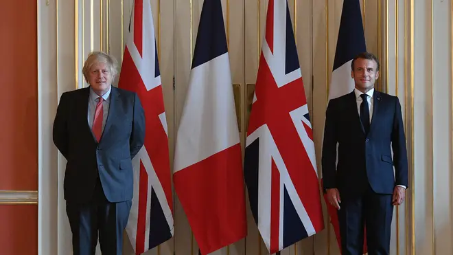 Emmanuel Macron (R) visited the UK and Boris Johnson (L) in June this year