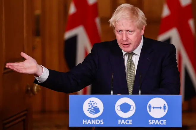 Prime Minister Boris Johnson speaks during Monday's press briefing