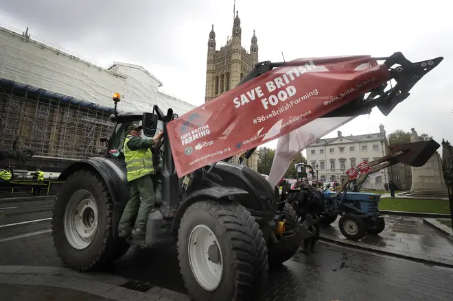 A tractor demonstration took place in London ahead of the debate in Westminster