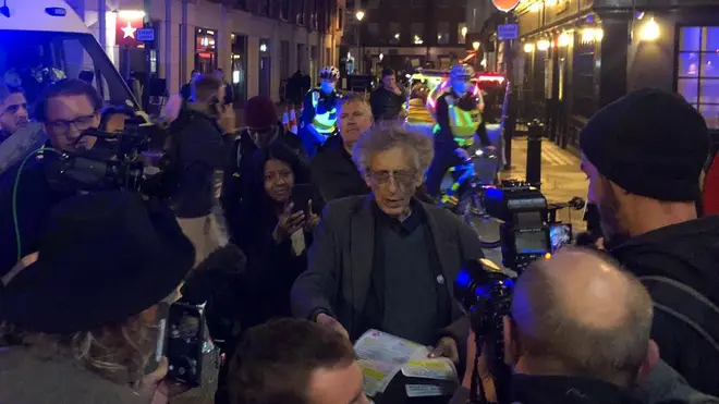 Piers Corbyn was spotted on the streets of Soho on Friday evening