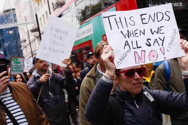 Protesters march through London against Tier 2 restrictions
