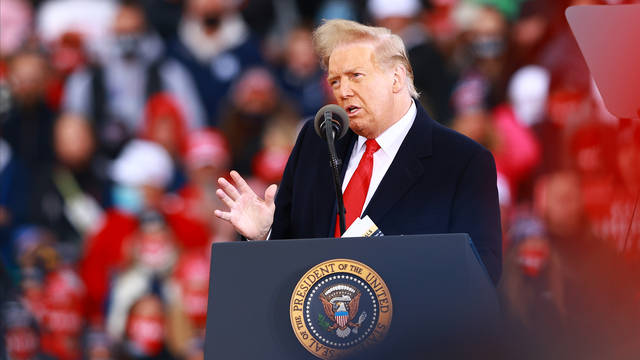 President Donald Trump spoke at a campaign rally in Muskegon, Michigan on Saturday, despite rising cases in the state.