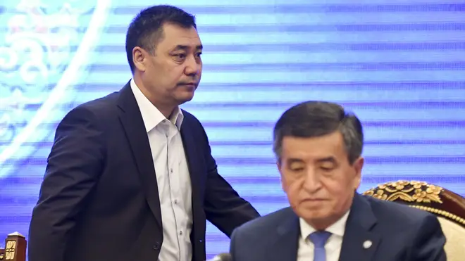 Kyrgyzstan Prime Minister Sadyr Zhaparov and ousted president Sooronbai Jeenbekov