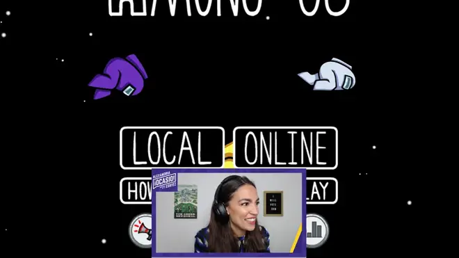 A screengrab of Alexandria Ocasio-Cortez's Twitch stream, where the Democratic politician played Among Us with other gamers