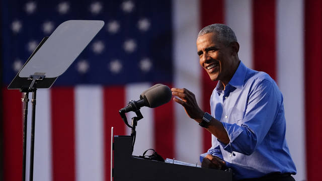 Barack Obama spoke at a campaign rally for Joe Biden