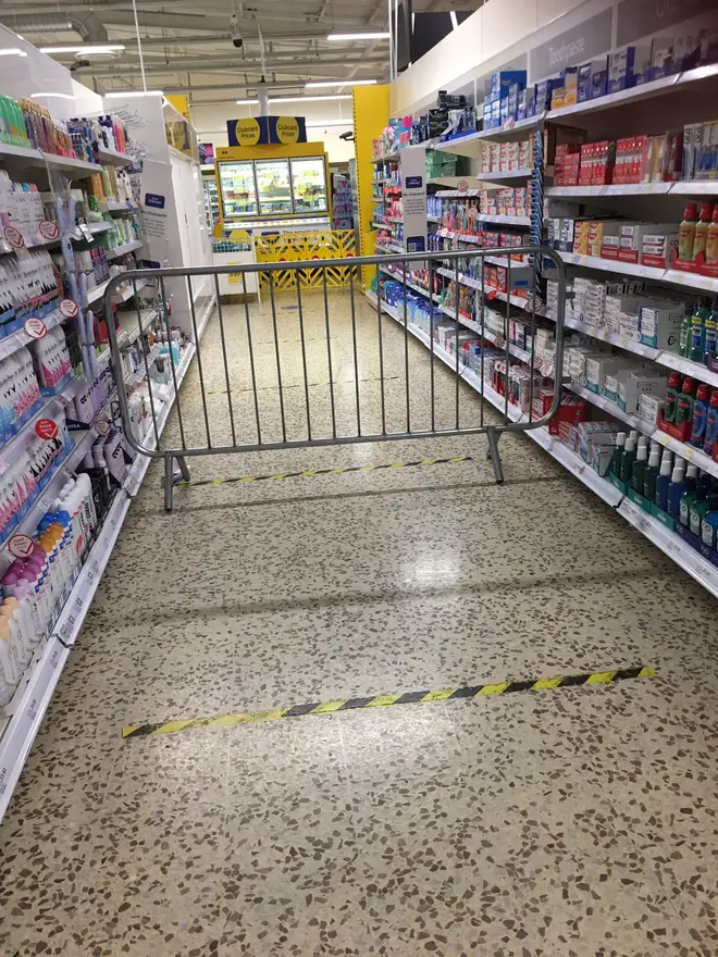 Tesco in St Mellons near Cardiff blocked off one of the toiletries aisles