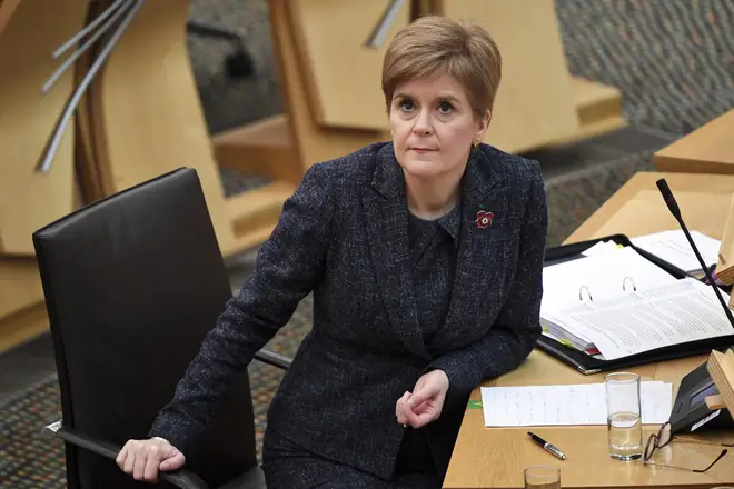 Nicola Sturgeon during the First Minister's Questions session at the Scottish Parliament