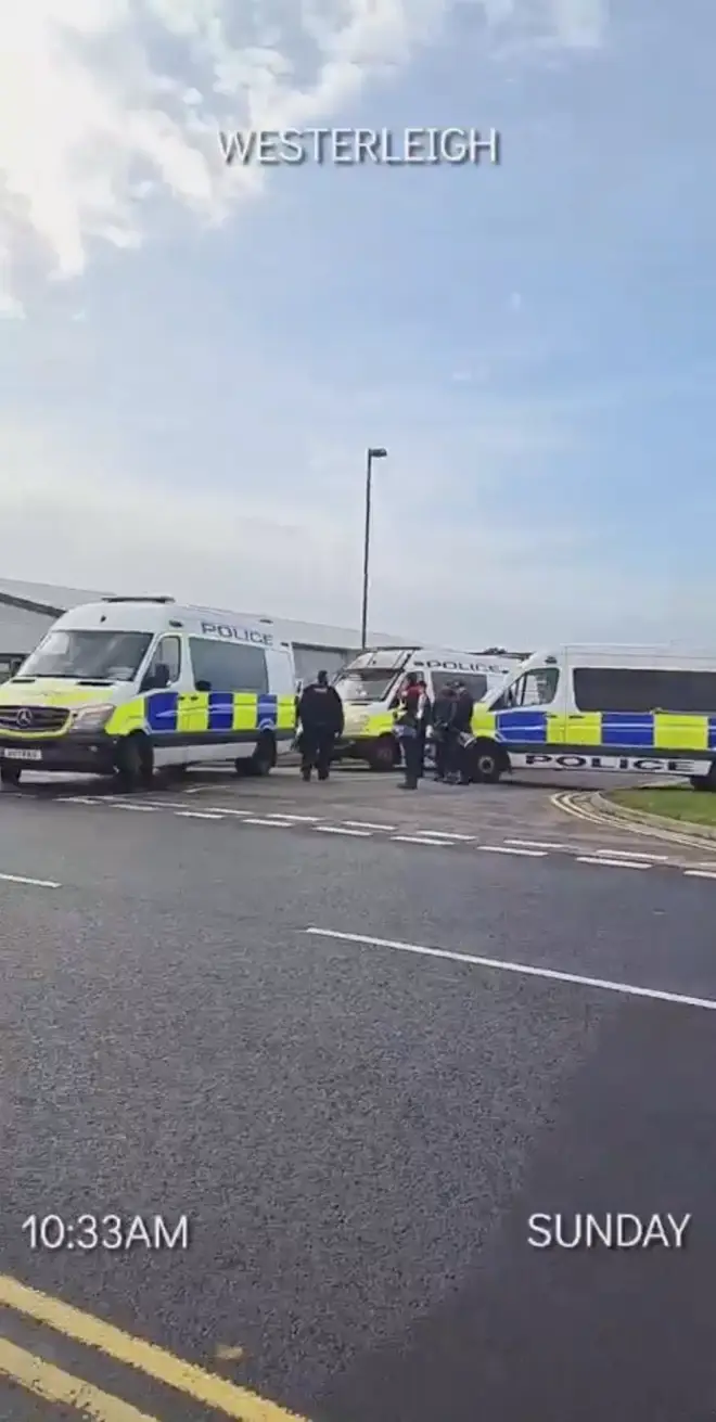 Police remain at the warehouse party in Yate, near Bristol.