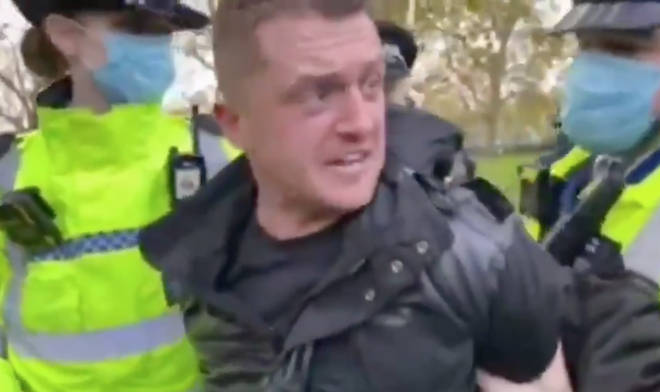 Tommy Robinson was filmed being detained in Hyde Park