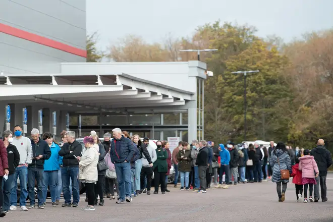 There was a large queue outside a Costco in Leicester on Sunday